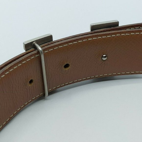 Authentic Hermes H Silver Buckle Reversible Belt main image 4